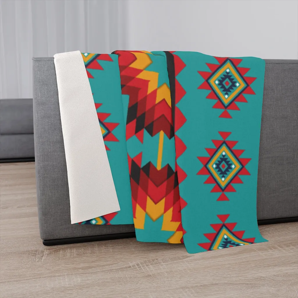 Turquoise Aztec Sherpa Blanket