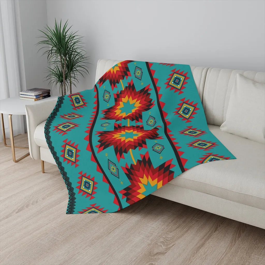 Turquoise Aztec Sherpa Blanket