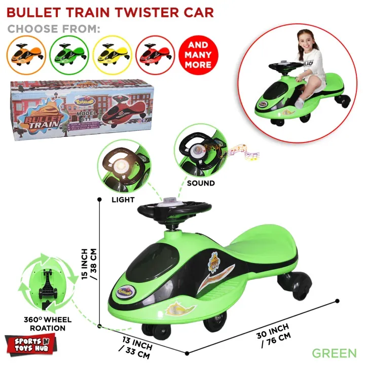 Twist Baby Swing Car Sleek Green & Black Adventure Ride On