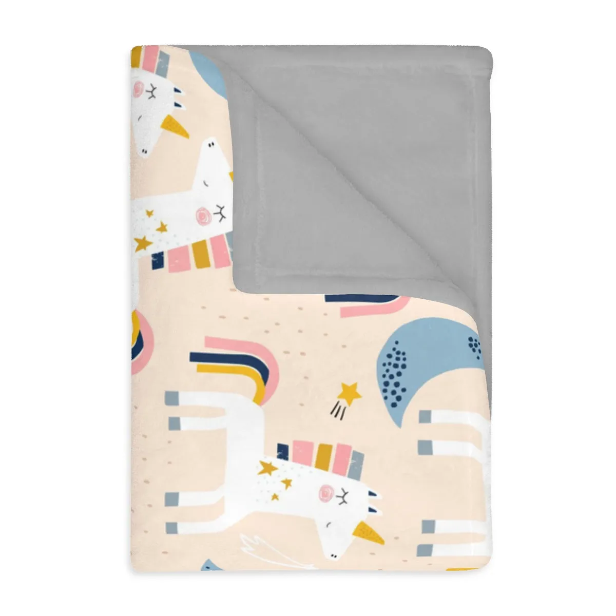 Unicorn moon Velveteen Minky Blanket (Two-sided print)