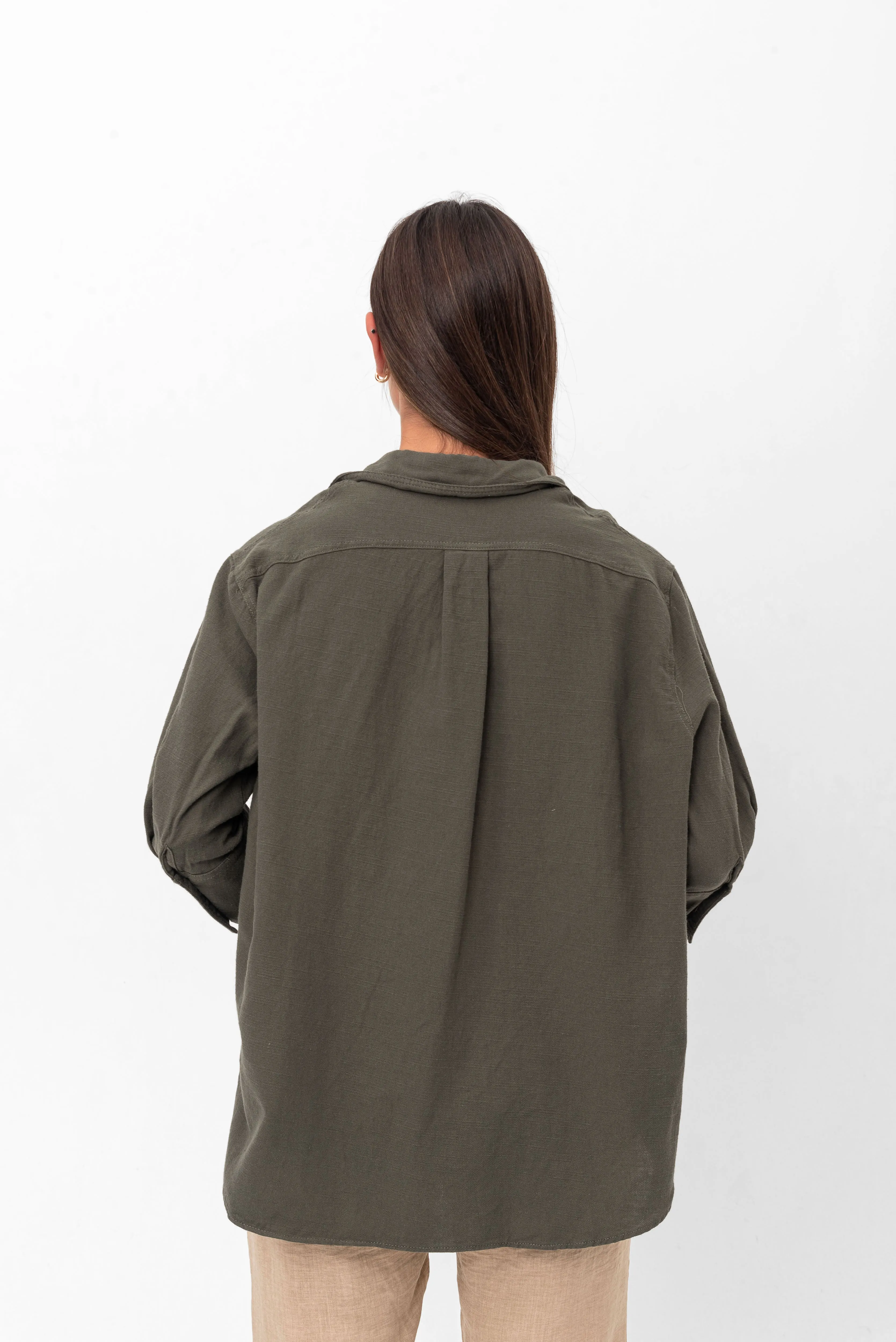 Vanessa Slouchy Button-Up Shirt - Green