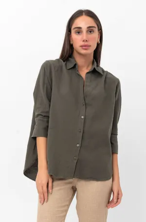 Vanessa Slouchy Button-Up Shirt - Green