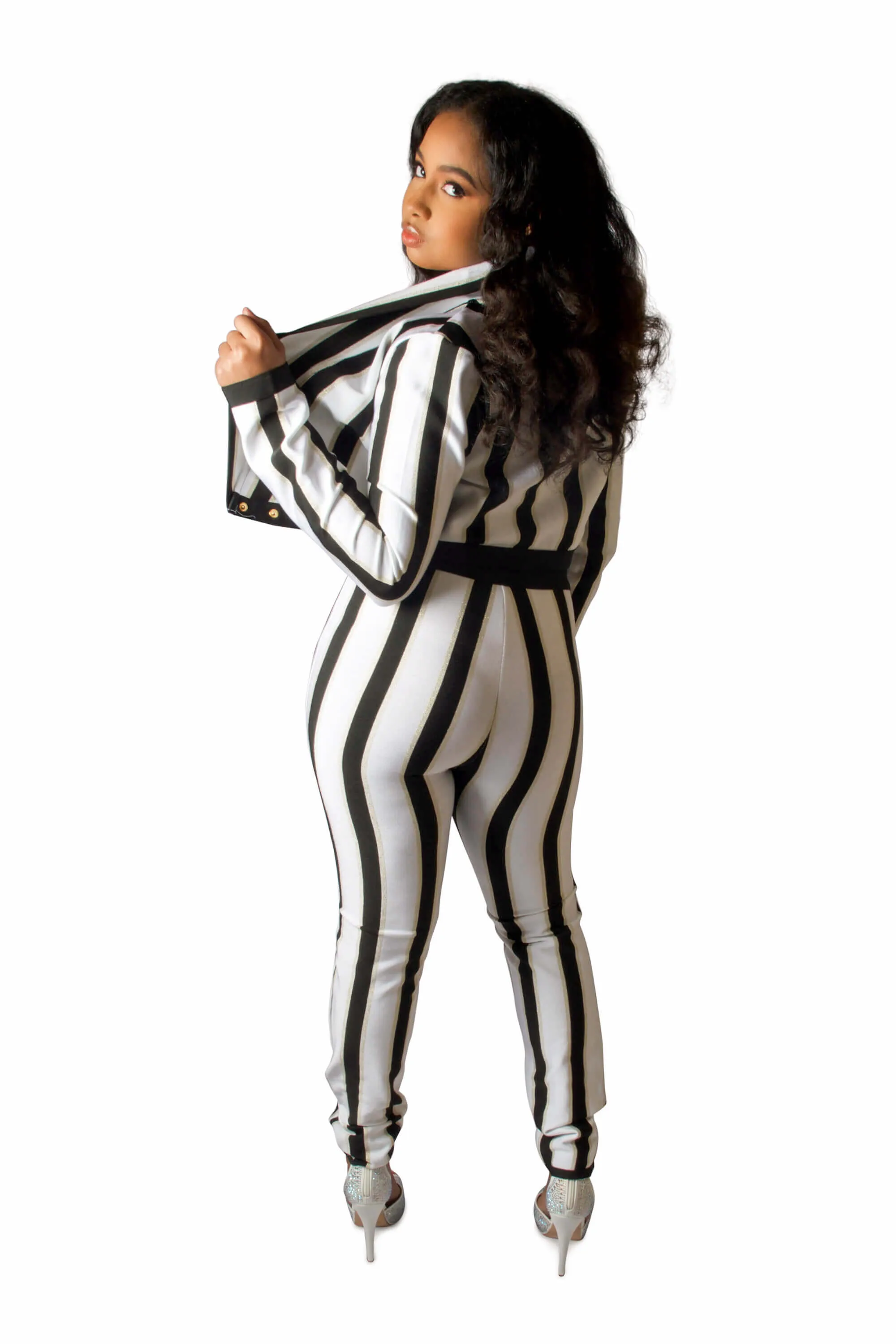 Walk Out Black & White Striped Two Piece Sets