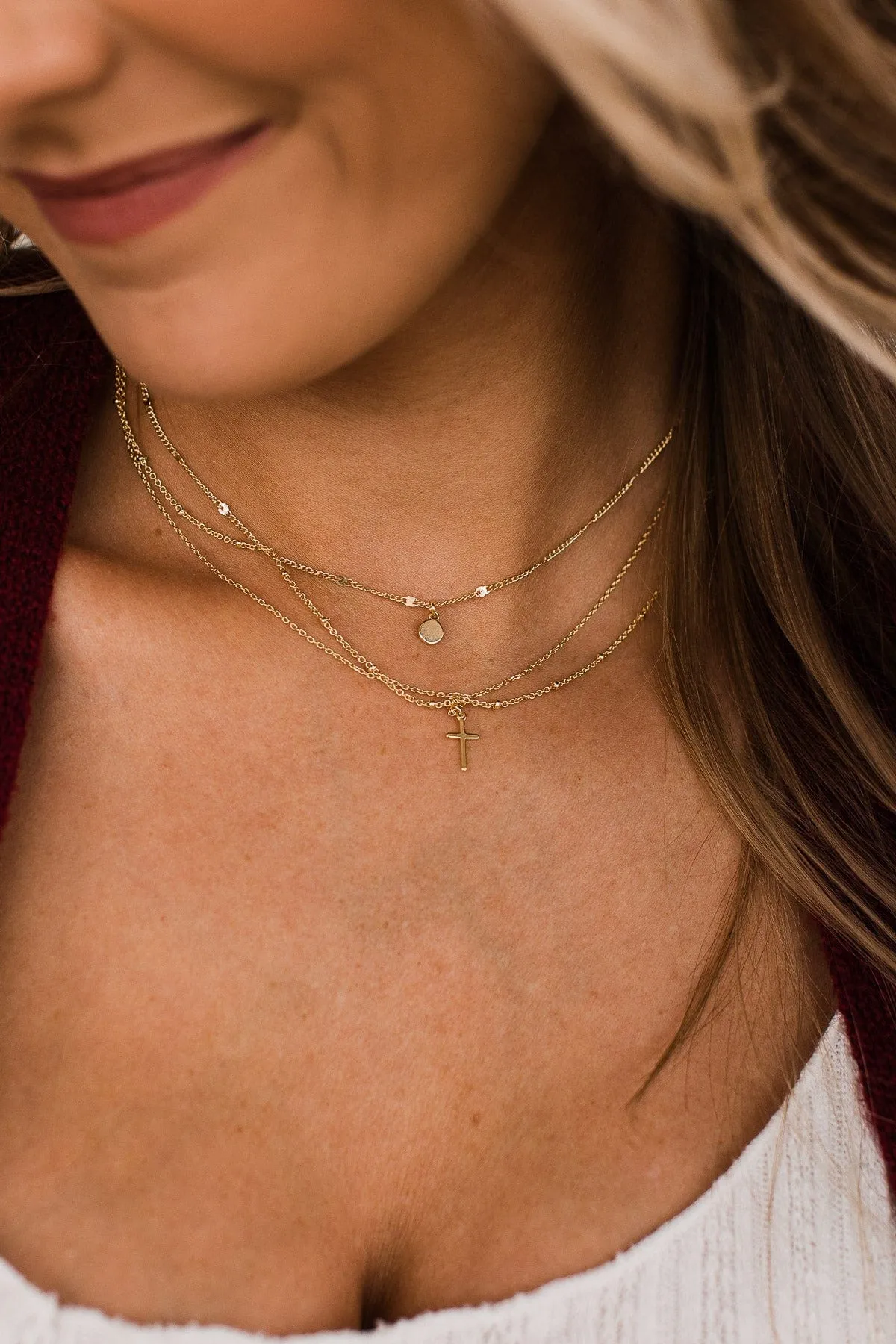 Walk With Grace Tiered Necklace- Gold