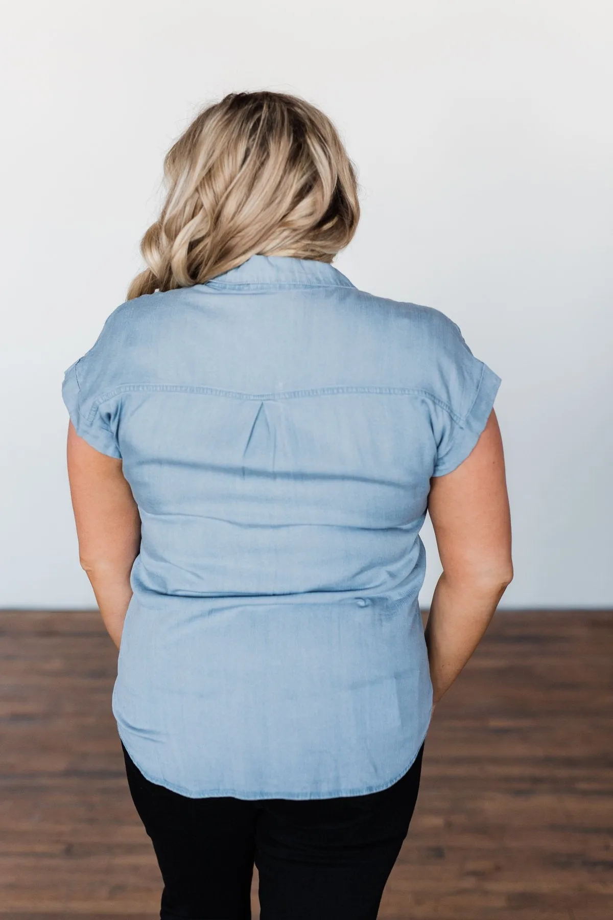 Walk With Me Button Top- Chambray