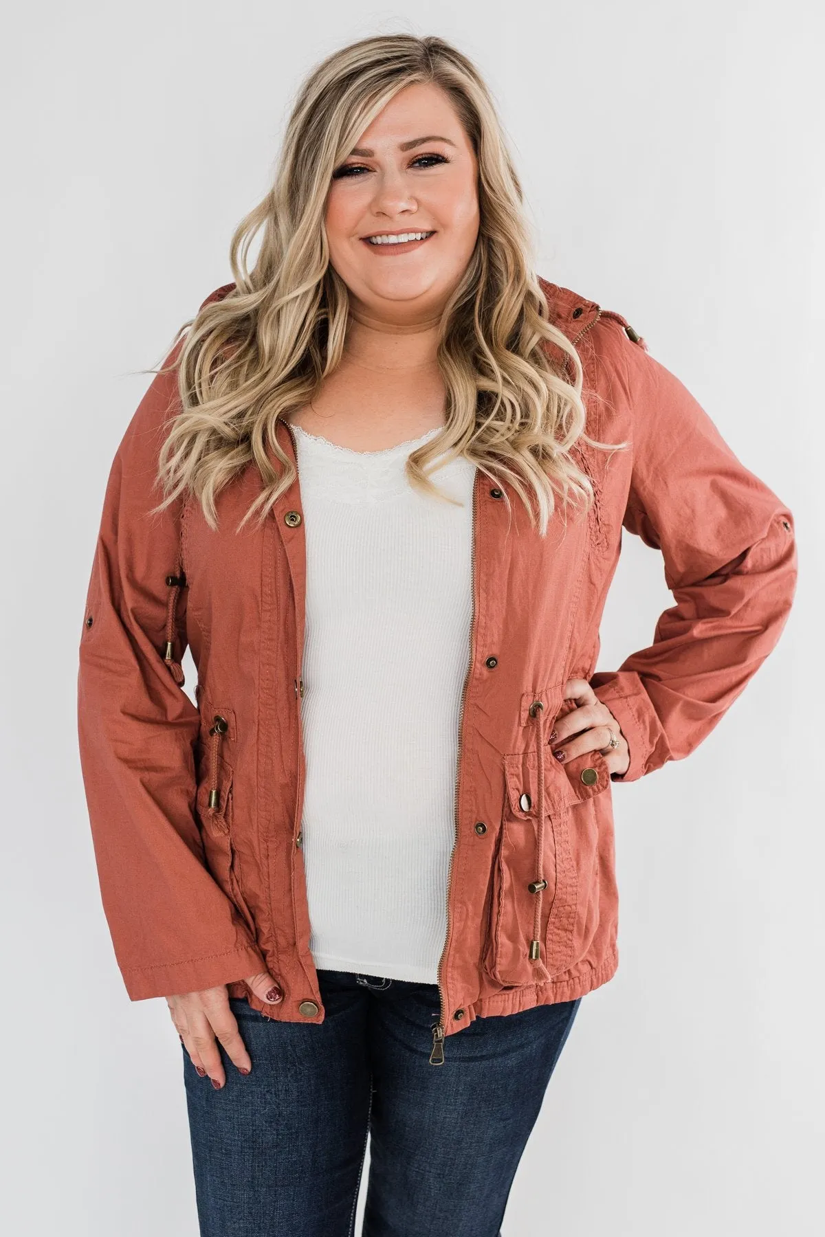 Walk With Me Cinch Jacket- Soft Rust