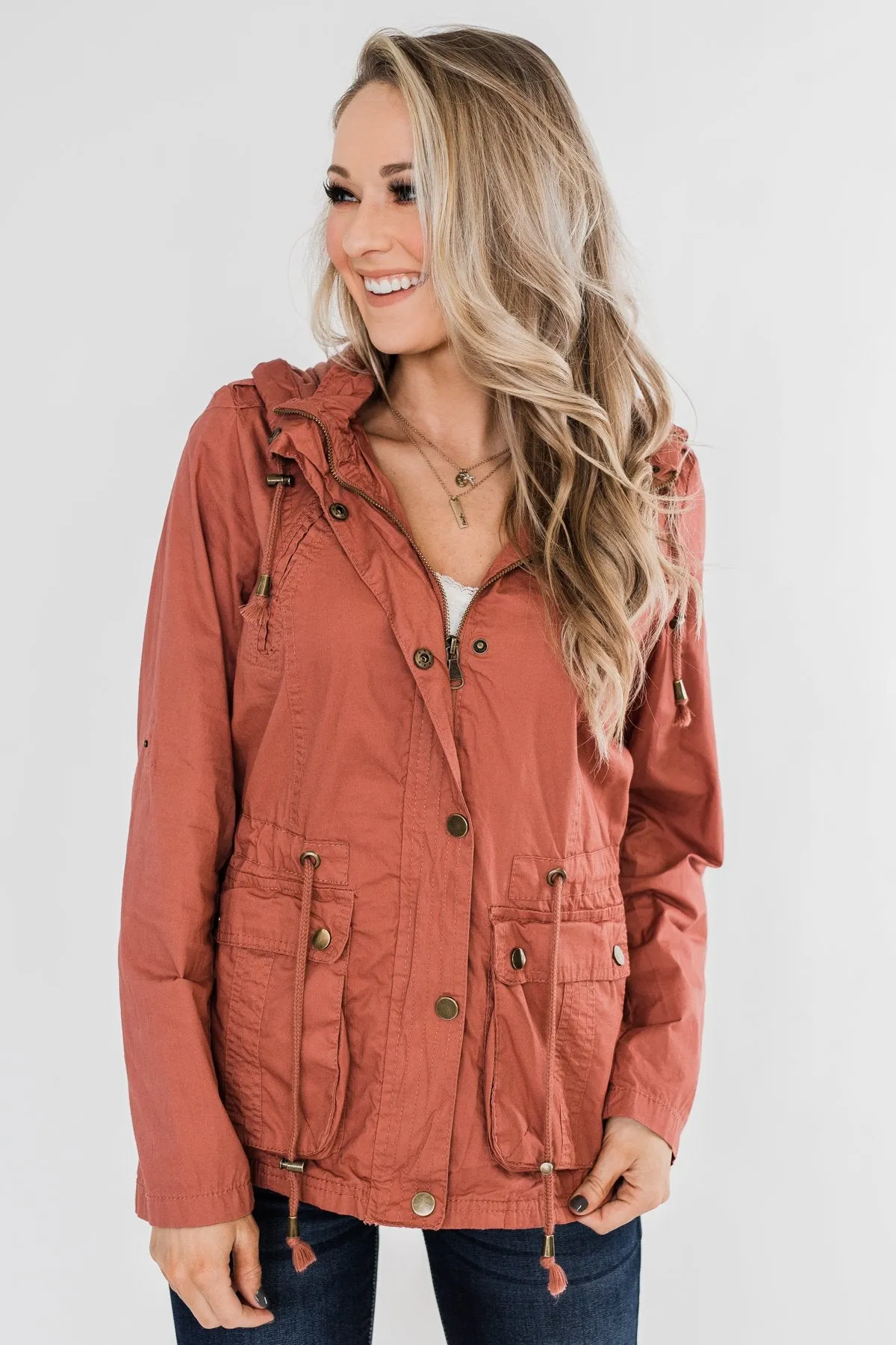 Walk With Me Cinch Jacket- Soft Rust