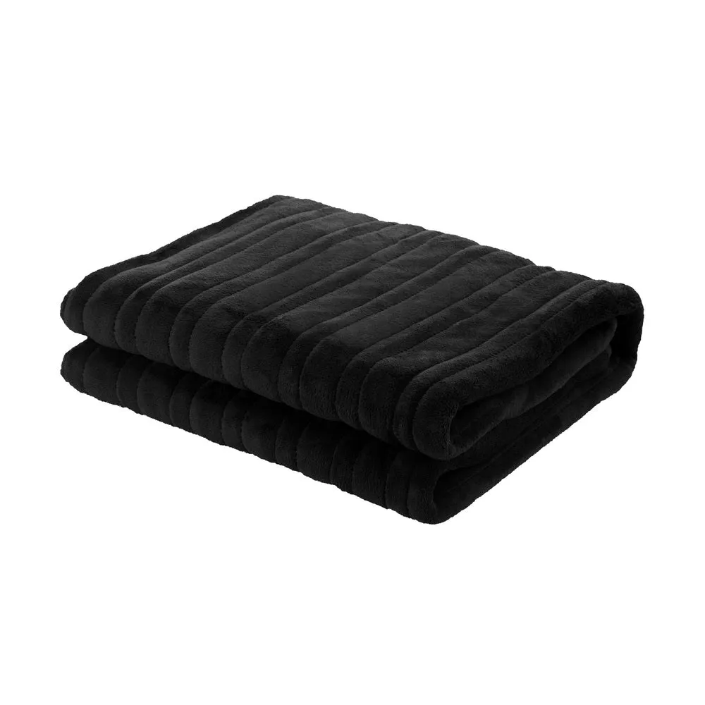 Washable Electric Heated Throw Rug Flannel Black