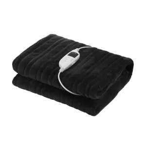 Washable Electric Heated Throw Rug Flannel Black