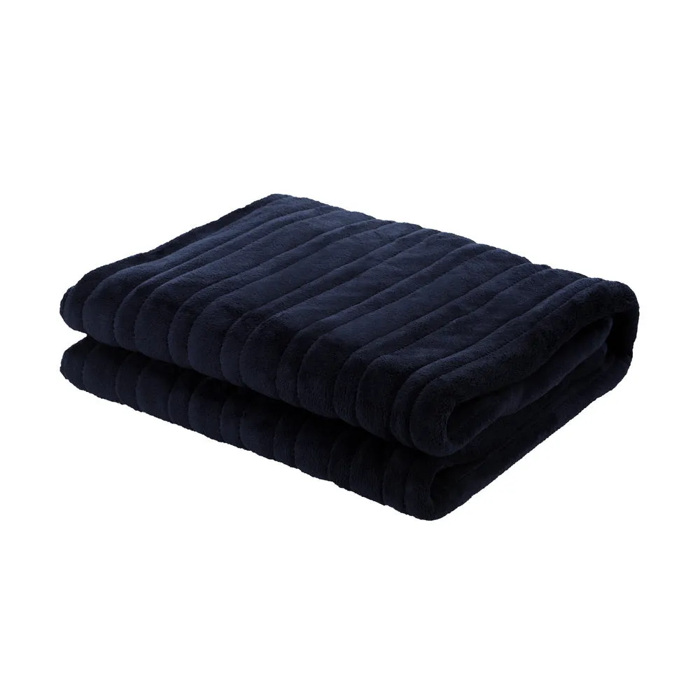 Washable Electric Heated Throw Rug Flannel Blue
