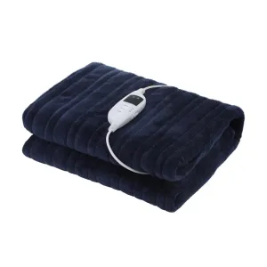 Washable Electric Heated Throw Rug Flannel Blue
