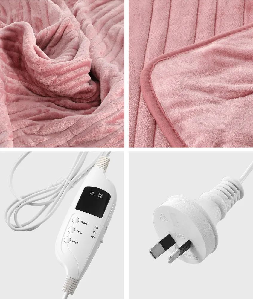 Washable Electric Heated Throw Rug Flannel Pink