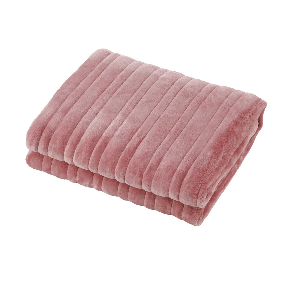 Washable Electric Heated Throw Rug Flannel Pink