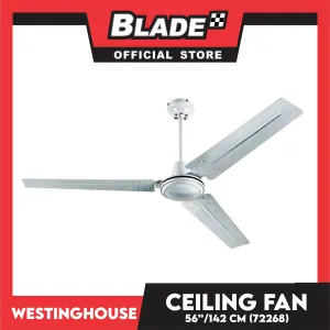Westinghouse Ceiling Fan 56'' 142cm 72268 Industrial Three-Blade White Finish Indoor Ceiling Fan