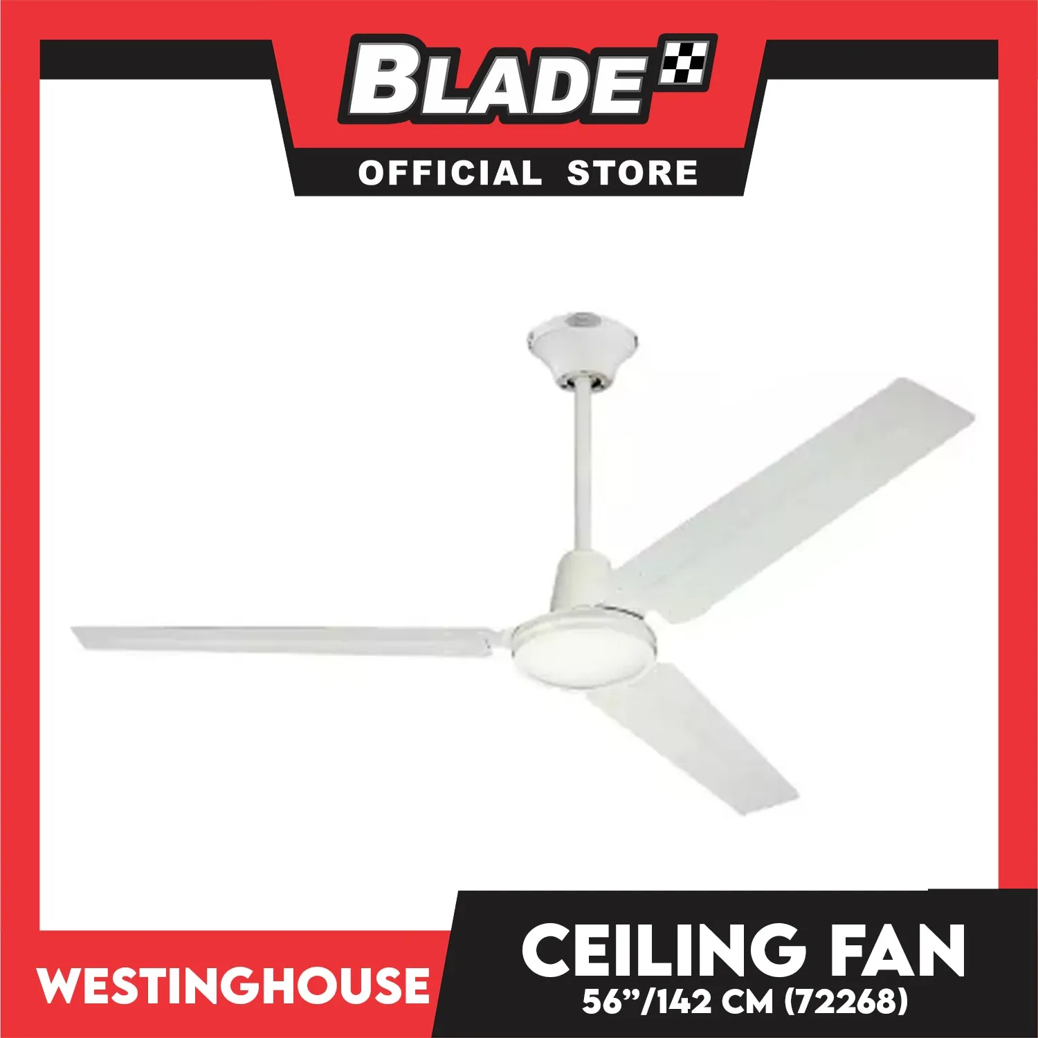 Westinghouse Ceiling Fan 56'' 142cm 72268 Industrial Three-Blade White Finish Indoor Ceiling Fan