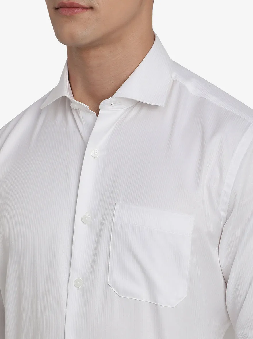 White Striped Regular Fit Formal Shirt | JadeBlue