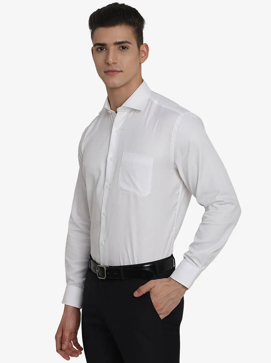 White Striped Regular Fit Formal Shirt | JadeBlue