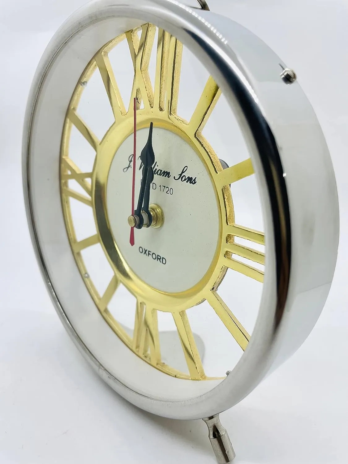 William Sons ESTD 1720 Brass Dial Desk Clock with Roman Numerals by TENABLE Nautical MART
