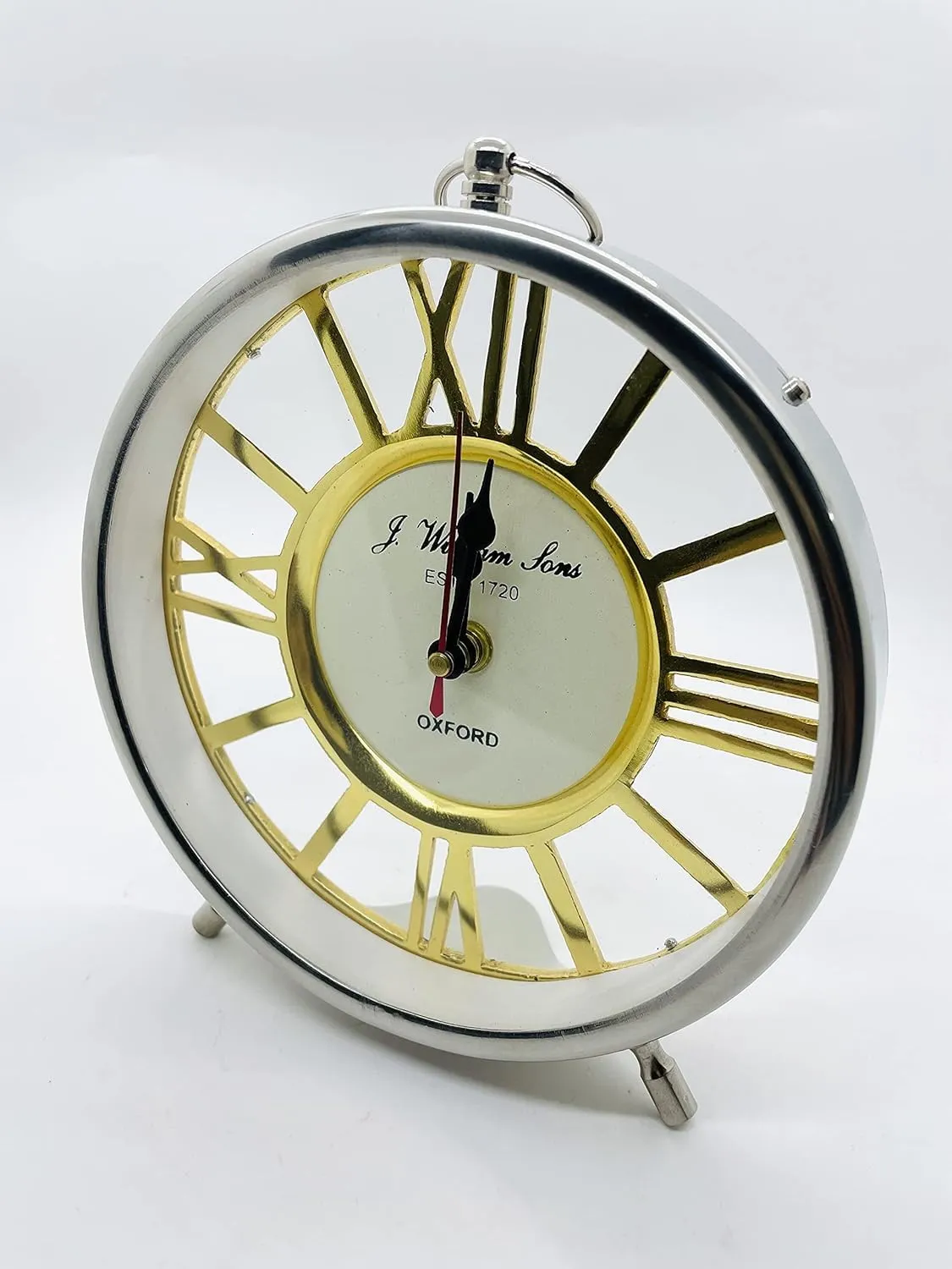 William Sons ESTD 1720 Brass Dial Desk Clock with Roman Numerals by TENABLE Nautical MART