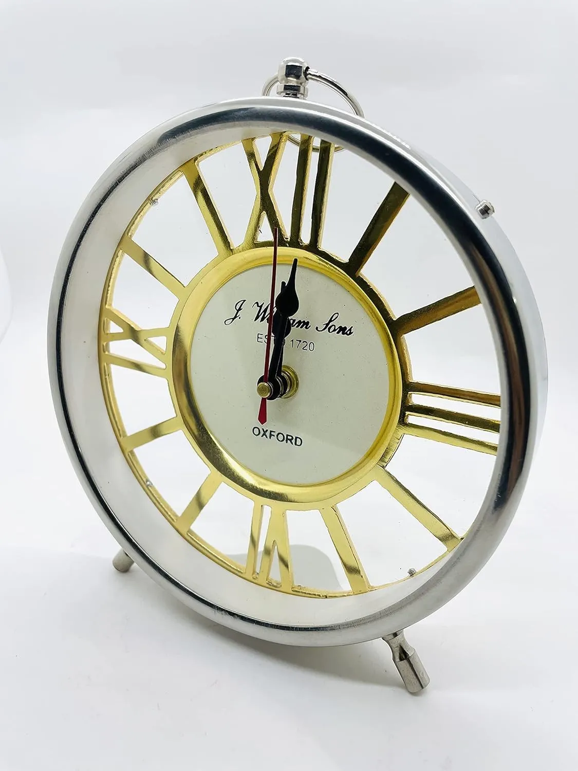 William Sons ESTD 1720 Brass Dial Desk Clock with Roman Numerals by TENABLE Nautical MART