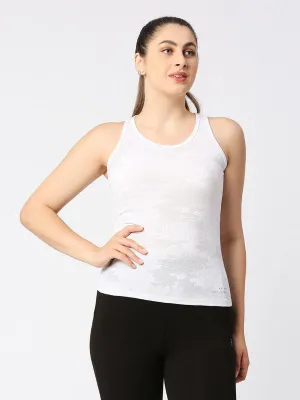 Women White Solid Top - Adventure Racer Back-WH