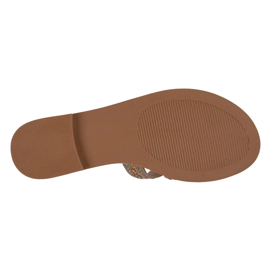 Women's Clara Gold Embellished Flat Sandals
