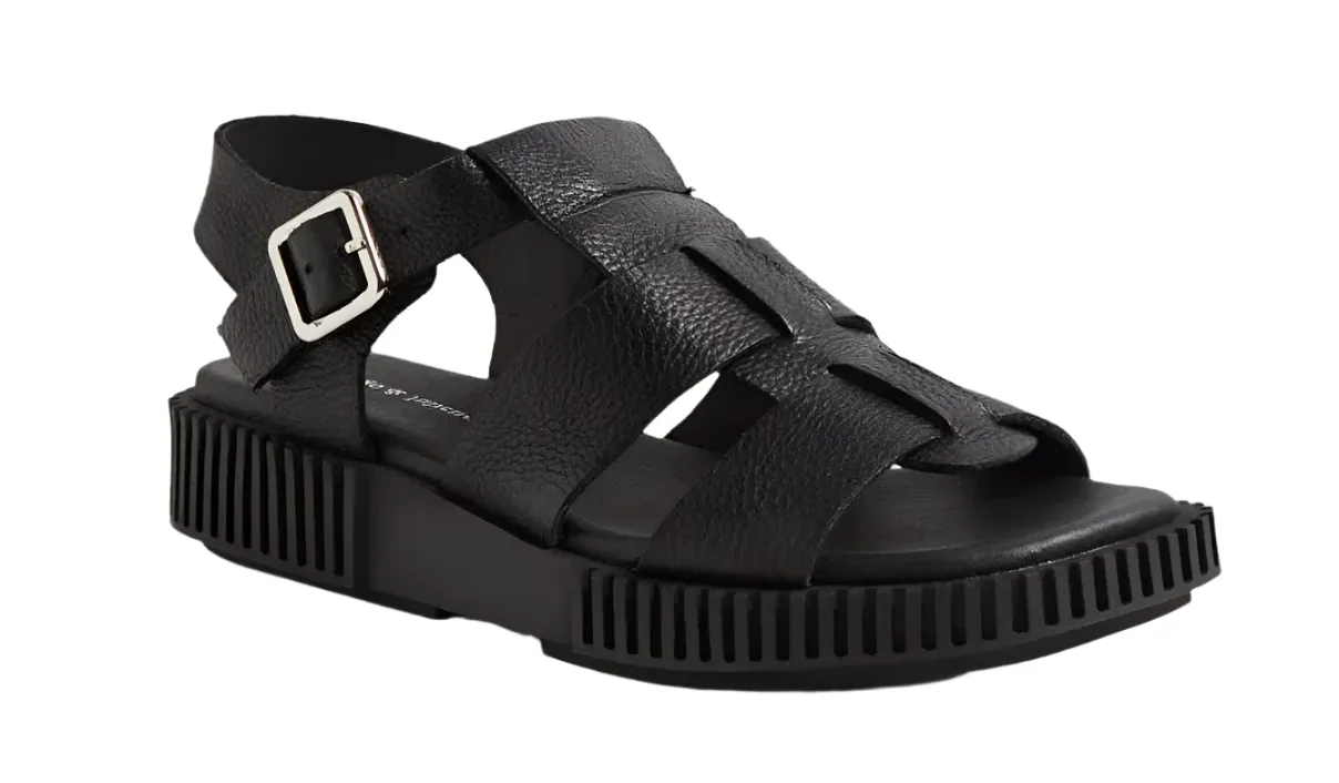 WOMEN'S DJANGO & JULIETTE ITALA SANDAL | BLACK TUMBLED LEATHER / BLACK SOLE
