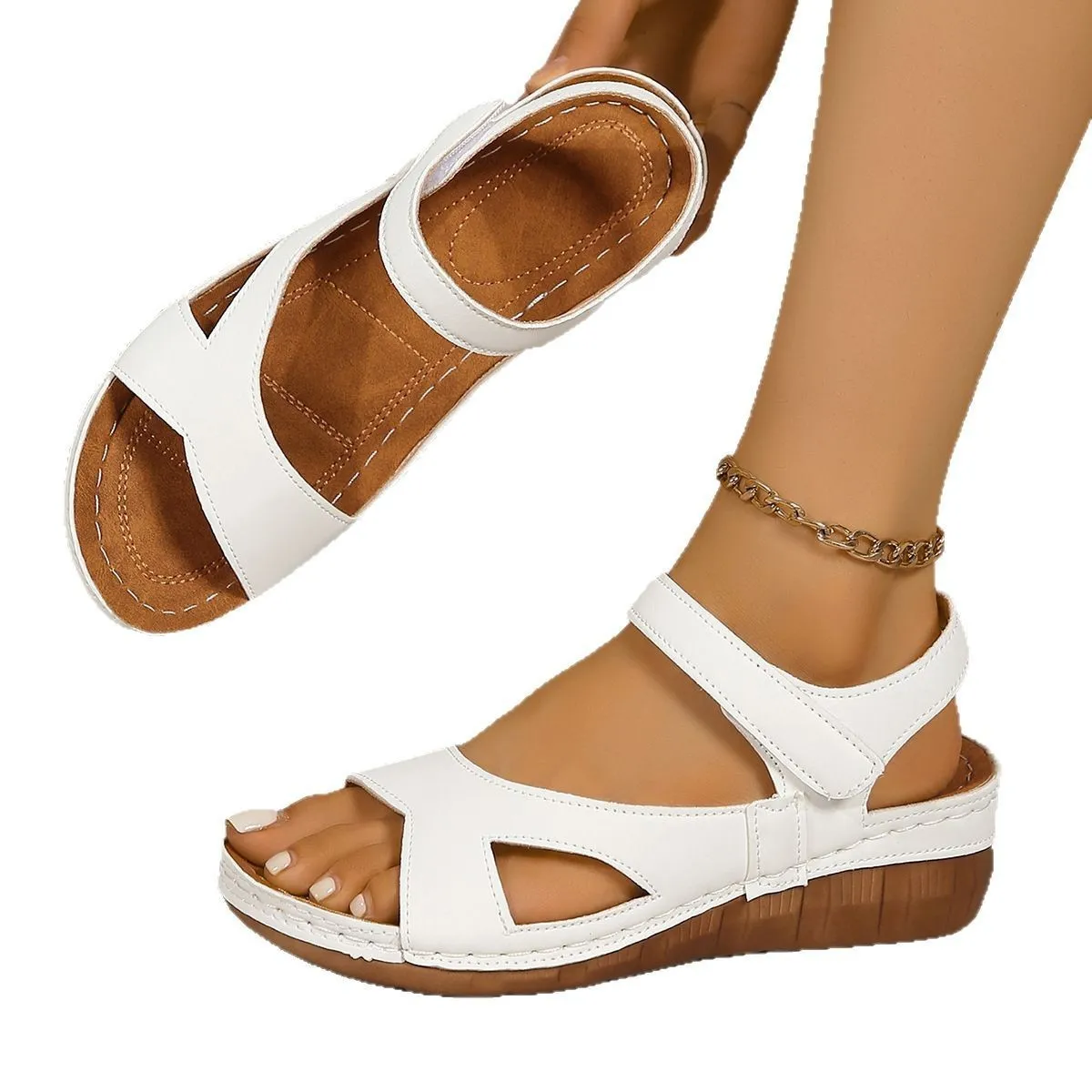 Women's Floral Velcro Platform Sandals