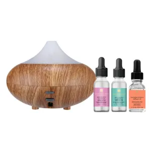 Wooden Aroma Diffuser   Oils Kit: Geranium, English Pear, Nectarine & Honey