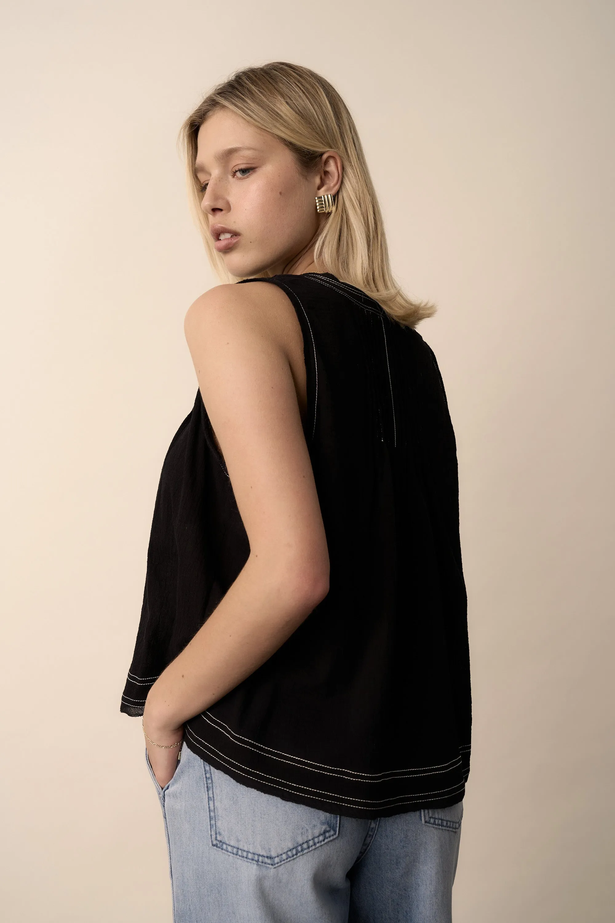 Wren Contrast Stitch Sleeveless Top