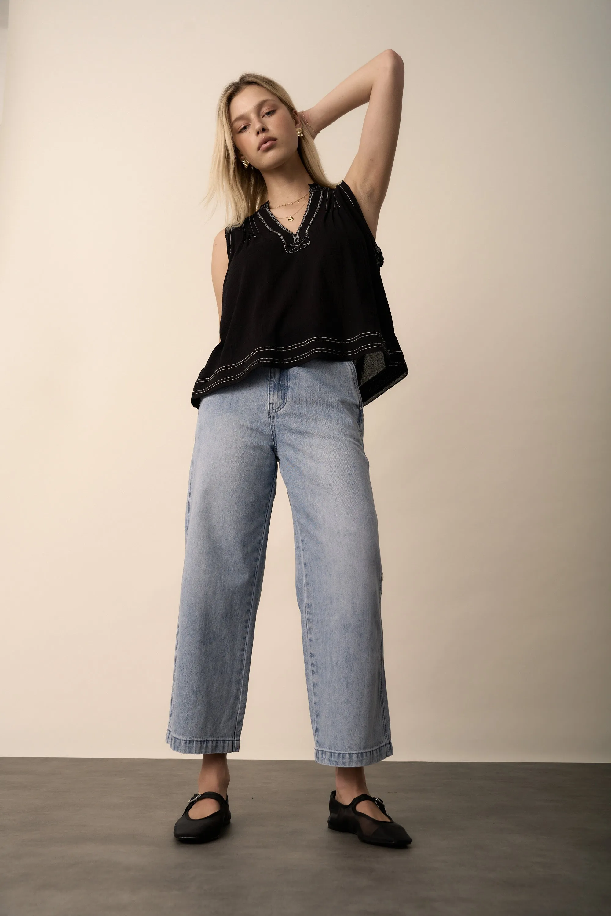 Wren Contrast Stitch Sleeveless Top