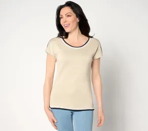 XXSMALL SAND A648157 Belle by Kim Gravel Pop Color Crochet Trim Sweater