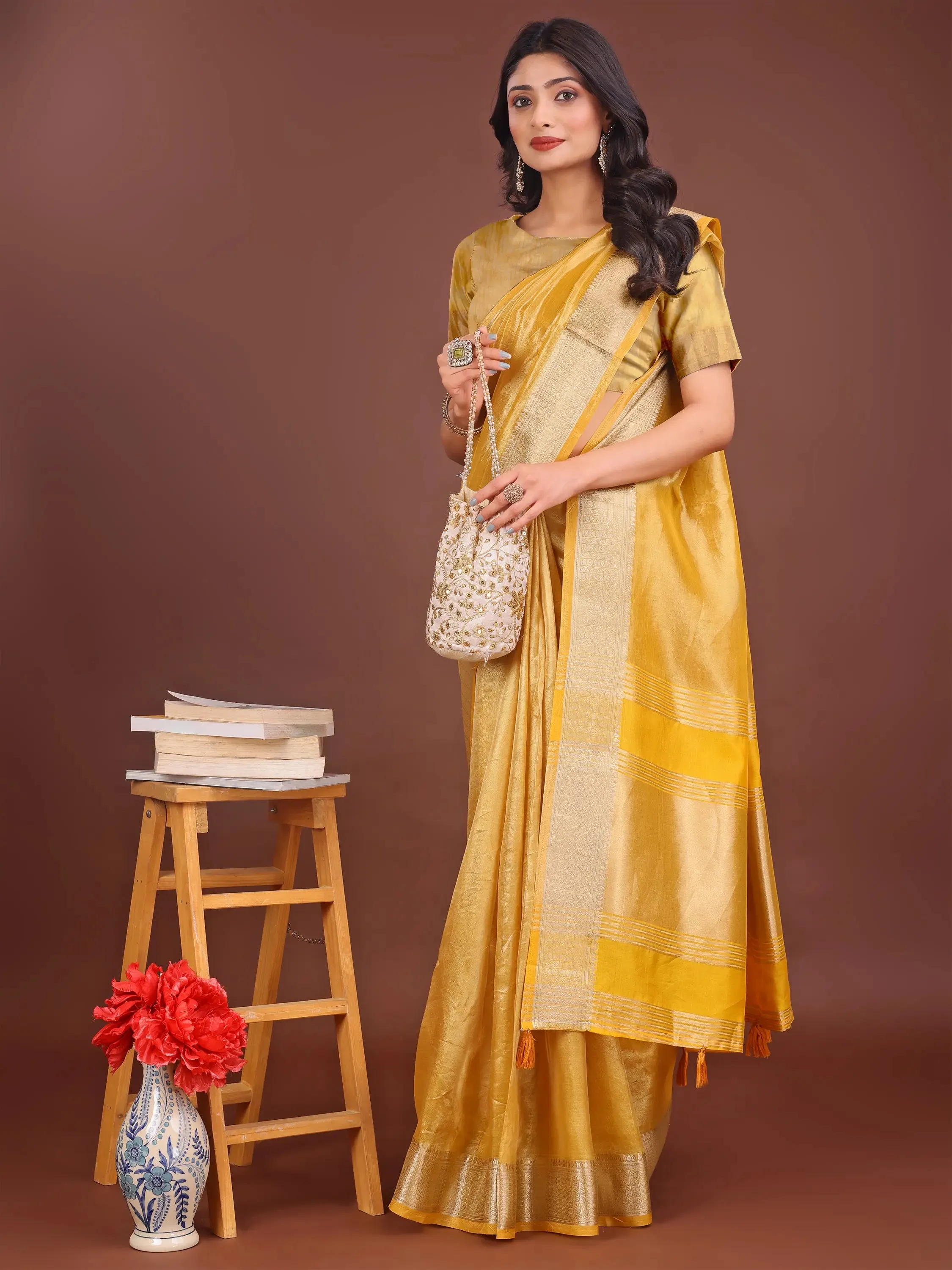 Yellow Organza Saree